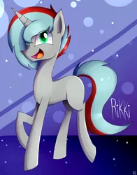 Size: 1100x1400 | Tagged: safe, artist:whitelie, derpibooru import, oc, oc:rikki, unofficial characters only, unicorn, image, looking at you, open mouth, png, simple background, smiling