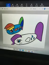 Size: 1280x1707 | Tagged: safe, artist:sugarbugjewelpet, derpibooru import, rainbow dash, rarity, fish, 1000 hours in ms paint, female, fishified, image, jpeg, rainbow trout, rarifish, species swap