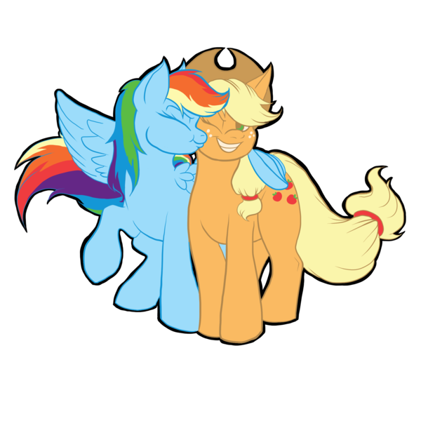 Size: 2000x2000 | Tagged: safe, artist:katsaka, derpibooru import, applejack, rainbow dash, earth pony, pegasus, pony, appledash, female, image, kiss on the cheek, kissing, lesbian, mare, png, shipping, simple background, transparent background