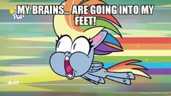 Size: 800x449 | Tagged: safe, derpibooru import, edit, edited screencap, screencap, rainbow dash, my little pony: pony life, spoiler:pony life s02e21, caption, image, image macro, playwright or wrong, png, spaceballs the tag, text