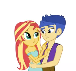 Size: 1280x1205 | Tagged: safe, artist:brightstar40k, derpibooru import, flash sentry, sunset shimmer, equestria girls, aladdin, clothes, cosplay, costume, female, flashimmer, image, jasmine, jpeg, male, shipping, straight