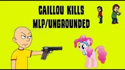 Size: 320x180 | Tagged: safe, derpibooru import, pinkie pie, boris, caillou, doris, goanimate, grounded, gun, image, jpeg, weapon