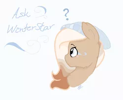 Size: 844x684 | Tagged: safe, artist:cookietasticx3, derpibooru import, oc, oc:winter star, pegasus, pony, ask, beanie, bust, female, hat, image, mare, pegasus oc, png, simple background, solo, white background, wings