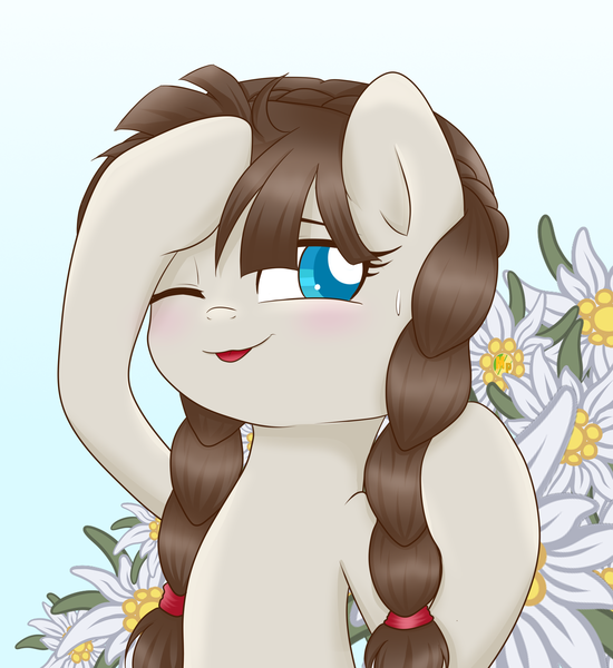 Size: 2159x2356 | Tagged: safe, artist:mimicsproduct, derpibooru import, oc, oc:connie bloom, edelweiss, euro bronycon, image, png