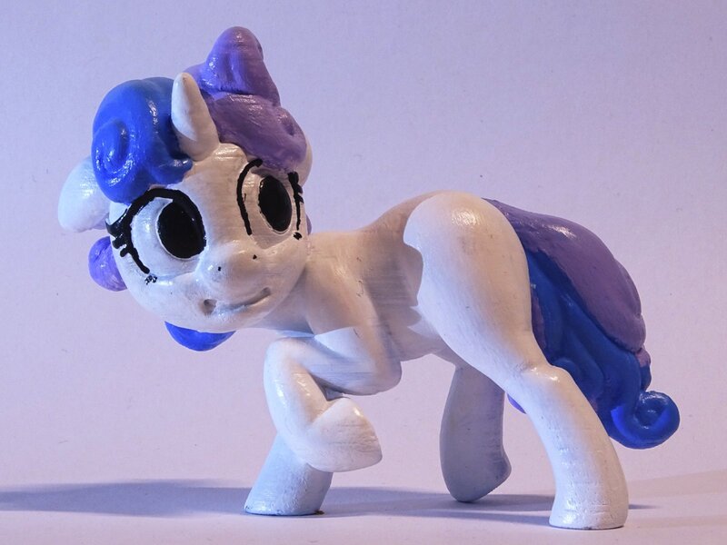 Size: 1600x1200 | Tagged: safe, artist:pessimizer, derpibooru import, sweetie belle, pony, unicorn, 3d print, female, figurine, filly, image, irl, jpeg, looking back, photo, raised hoof, solo