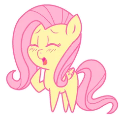 Size: 834x822 | Tagged: safe, artist:mayaliicious, derpibooru import, fluttershy, pegasus, pony, blushing, chibi, cute, daaaaaaaaaaaw, eyes closed, image, missing cutie mark, open mouth, png, pointy ponies, shyabetes, simple background, solo, transparent background