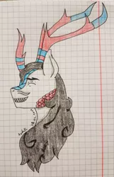 Size: 2500x3884 | Tagged: safe, artist:agdapl, derpibooru import, kirin, bust, crossover, glasses, graph paper, horn, image, jpeg, kirinified, male, medic, open mouth, signature, smiling, solo, species swap, team fortress 2, traditional art