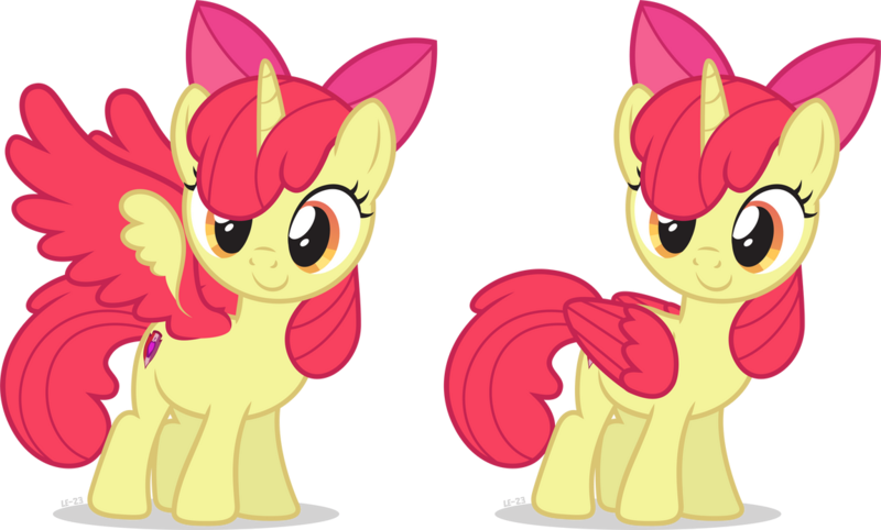 Size: 1151x694 | Tagged: safe, artist:le-23, derpibooru import, edit, apple bloom, alicorn, adorabloom, alicornified, apple bloom's bow, bloomicorn, bow, colored wings, cute, cutie mark, hair bow, image, png, princess apple bloom, race swap, solo, spread wings, updated, wings