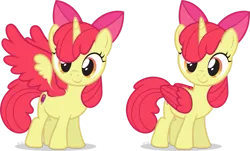 Size: 1151x694 | Tagged: safe, artist:le-23, derpibooru import, edit, apple bloom, alicorn, adorabloom, alicornified, apple bloom's bow, bloomicorn, bow, colored wings, cute, cutie mark, hair bow, image, png, princess apple bloom, race swap, solo, spread wings, updated, wings