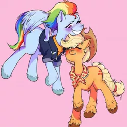 Size: 540x539 | Tagged: safe, derpibooru import, applejack, rainbow dash, earth pony, pegasus, pony, appledash, female, image, jpeg, lesbian, shipping