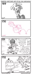 Size: 1320x3035 | Tagged: safe, artist:pony-berserker, derpibooru import, maud pie, pinkie pie, princess celestia, scootaloo, alicorn, earth pony, pegasus, pony, balancing, ball, bouncing, cake, cake monster, cakelestia, chase, clothes, cute, dave rogers, deja vu, dress, drift, drifting, female, food, helmet, hungry, image, looking at each other, lyrics, mare, monochrome, music notes, pie sisters, pinkie being pinkie, png, ponies balancing stuff on their nose, pony-berserker's twitter sketches, running, running away, salivating, scooter, siblings, silly face, sisters, smiling, song, song reference, stippling, text, tongue out, when she smiles