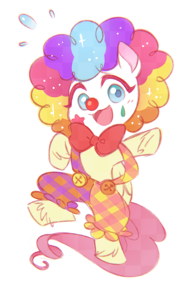 Size: 998x1500 | Tagged: artist needed, safe, derpibooru import, fluttershy, pegasus, my little pony: pony life, spoiler:pony life, spoiler:pony life s02e19, clown, clown makeup, clown nose, clown outfit, clown wig, cute, drawthread, flutterclown, image, lolly-pop, png, requested art, shyabetes