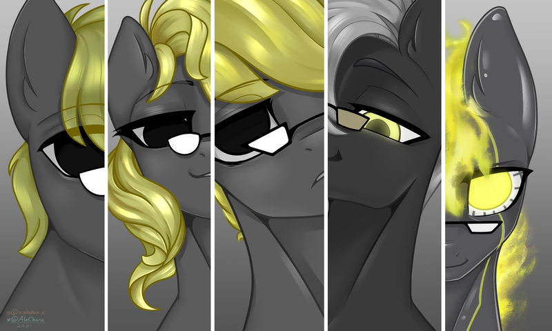 Size: 8750x5250 | Tagged: safe, derpibooru import, oc, oc:napersnik, oc:trestle, pony, bedroom eyes, image, jpeg, smiling, smirk