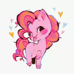 Size: 1024x1024 | Tagged: safe, artist:dizzychelsy, derpibooru import, pinkie pie, earth pony, pony, :p, blush sticker, blushing, cute, diapinkes, female, heart, image, jpeg, mare, missing cutie mark, one eye closed, simple background, solo, tongue out, white background, wink