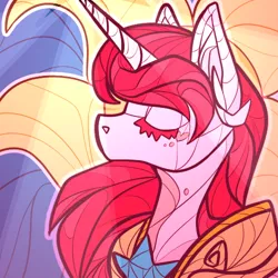 Size: 500x500 | Tagged: safe, artist:twoshoesmcgee, derpibooru import, oc, oc:amber sunrise, unicorn, female, icon, image, png, solar soldier, solo, stained glass