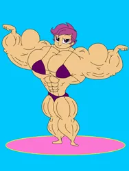 Size: 1536x2048 | Tagged: suggestive, artist:ducklover4072, derpibooru import, scootaloo, equestria girls, abs, bicep flex, biceps, big breasts, bikini, bodybuilder, breasts, busty scootaloo, clothes, competitor, female, fetish, flexing, flexing muscles, image, jpeg, muscle fetish, muscles, muscular female, overdeveloped muscles, strongaloo, swimsuit, twin cobras