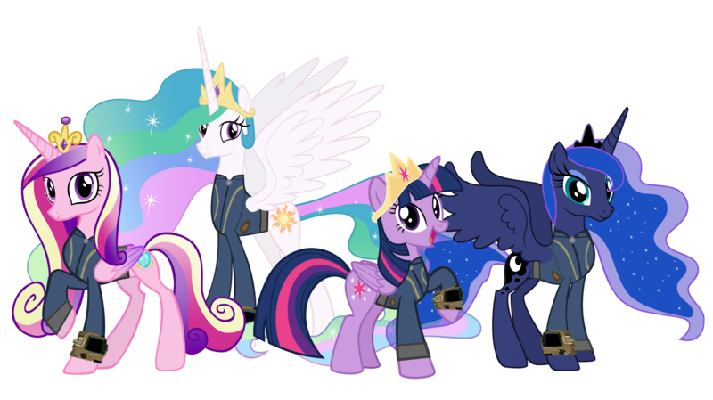 Size: 5360x3008 | Tagged: safe, artist:alandssparkle, artist:andoanimalia, artist:ponygamer2020, derpibooru import, princess cadance, princess celestia, princess luna, twilight sparkle, twilight sparkle (alicorn), alicorn, pony, fallout equestria, absurd resolution, alicorn tetrarchy, alicorn triarchy, clothes, crown, facing you, fallout, female, group, image, jewelry, jumpsuit, looking at you, mare, pipboy, png, regalia, royal sisters, siblings, simple background, sisters, smiling, smiling at you, transparent background, vault suit, vector