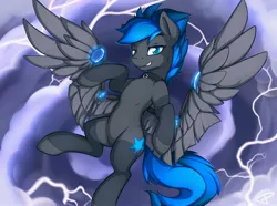 Size: 3500x2600 | Tagged: safe, artist:theparagon, derpibooru import, oc, oc:vibrant star, unofficial characters only, earth pony, artificial wings, augmented, image, jpeg, looking at you, mechanical wing, wings