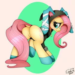 Size: 5000x5000 | Tagged: safe, artist:emilywulfstudios, derpibooru import, fluttershy, pegasus, pony, animal costume, blushing, bunny costume, bunny ears, bunny suit, bunnyshy, clothes, costume, female, image, lewd, mare, png, sfw, solo