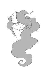 Size: 1901x3155 | Tagged: safe, artist:valkyrie-girl, derpibooru import, oc, oc:princess corona, unofficial characters only, alicorn, pony, alicorn oc, bust, female, grayscale, horn, image, mare, monochrome, png, portrait, simple background, solo, transparent background, wings