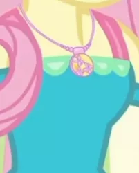 Size: 1920x2387 | Tagged: safe, deleted from derpibooru, derpibooru import, screencap, fluttershy, equestria girls, equestria girls series, holidays unwrapped, spoiler:eqg series (season 2), boobshot, breasts, cropped, female, geode of fauna, image, jewelry, jpeg, magical geodes, necklace, o come all ye squashful, pictures of chests, solo