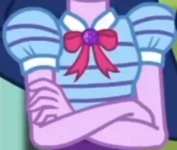 Size: 2266x1920 | Tagged: safe, derpibooru import, screencap, sci-twi, twilight sparkle, equestria girls, equestria girls series, holidays unwrapped, spoiler:eqg series (season 2), boobshot, bowtie, breasts, cropped, crossed arms, female, geode of telekinesis, image, jewelry, jpeg, magical geodes, necklace, o come all ye squashful, pictures of chests, solo