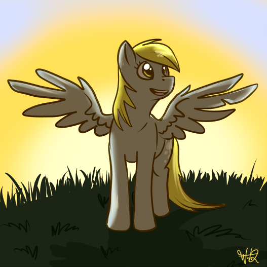 Size: 527x527 | Tagged: safe, artist:wolfy-t, derpibooru import, derpy hooves, pegasus, pony, female, image, mare, png, solo, spread wings, sun, sunrise, wings