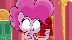 Size: 1280x720 | Tagged: safe, screencap, pinkie pie, earth pony, pony, my little pony: pony life, spoiler:pony life s02e23, broken hoof, crying, female, solo, tears of pain, the de-stress ball