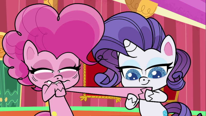 Size: 1280x720 | Tagged: safe, derpibooru import, screencap, pinkie pie, rarity, earth pony, pony, unicorn, my little pony: pony life, spoiler:pony life s02e23, image, png, the de-stress ball