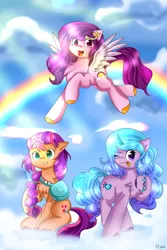 Size: 400x600 | Tagged: safe, artist:小螃蟹crab, deleted from derpibooru, derpibooru import, izzy moonbow, pipp petals, sunny starscout, g5, image, png, trio