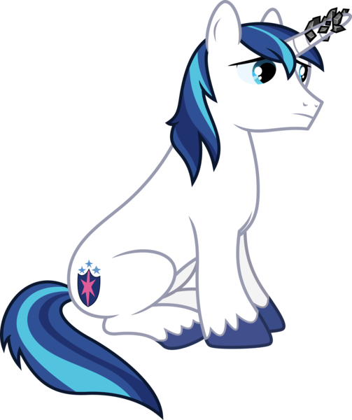 Size: 5029x6000 | Tagged: safe, artist:chainchomp2, derpibooru import, shining armor, pony, unicorn, horn, horn crystals, image, magic suppression, male, png, simple background, sitting, solo, stallion, transparent background, vector