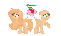 Size: 5808x3448 | Tagged: safe, artist:skydreamplayzz, derpibooru import, oc, oc:mayberry, unofficial characters only, pegasus, pony, apple, bald, base used, cutie mark, female, floppy ears, flower, food, green eyes, image, mare, offspring, parent:big macintosh, parent:fluttershy, parents:fluttermac, png, raised hoof, solo