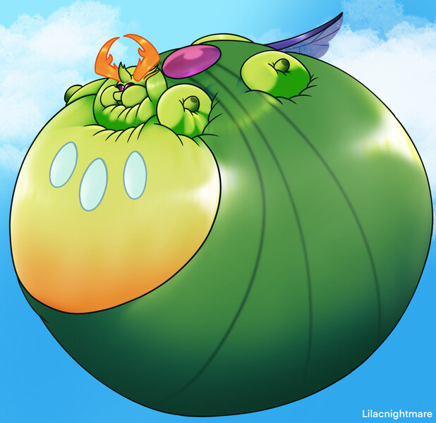 Size: 1280x1243 | Tagged: questionable, artist:fallenandscattered, derpibooru import, thorax, changeling, pony, belly, big belly, blimp, body inflation, expansion, floating, huge belly, hyper, hyper belly, image, impossibly large belly, inflated hooves, inflation, jpeg, male, neck roll, puffy cheeks, stallion, wings