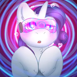 Size: 2000x2000 | Tagged: artist needed, suggestive, rarity, pony, unicorn, /mlp/, 4chan, blushing, bust, chest fluff, ear fluff, ears, female, fluffy, hypnogear, hypnosis, hypnotized, image, mare, open mouth, png, solo, swirls