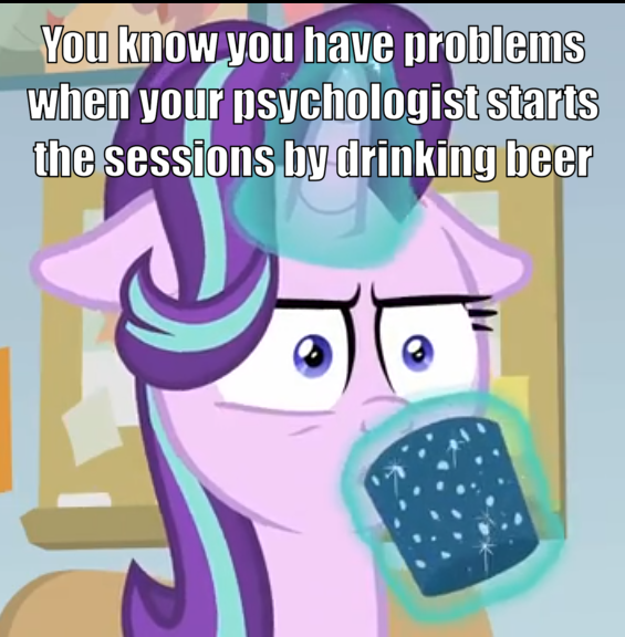 Size: 565x576 | Tagged: safe, derpibooru import, edit, screencap, starlight glimmer, pony, unicorn, marks for effort, alcohol, beer, chocolate, cropped, drink, drinking, empathy cocoa, female, floppy ears, food, glow, glowing cup, glowing horn, horn, hot chocolate, image, lifting, mare, png, shrunken pupils, solo, starlight is not amused, starlight's office, text, unamused