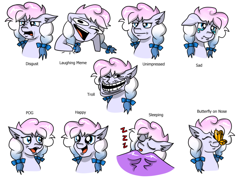 Size: 4000x3000 | Tagged: safe, artist:olificus, derpibooru import, oc, oc:heavy weather, unofficial characters only, butterfly, insect, pegasus, blanket, butterfly on nose, crying, disgusted, emoji, emotes, emotions, image, insect on nose, laughing, meme, pegasus oc, png, poggers, simple background, sleeping, transparent background, trollface, unimpressed, wheeze, wings
