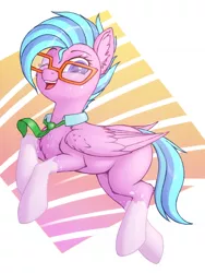 Size: 1536x2048 | Tagged: safe, artist:shydale, derpibooru import, oc, oc:apriori, unofficial characters only, pegasus, pony, abstract background, accessory swap, bodypaint, collar, female, glasses, image, necktie, patreon exclusive, png, socks (coat marking), solo