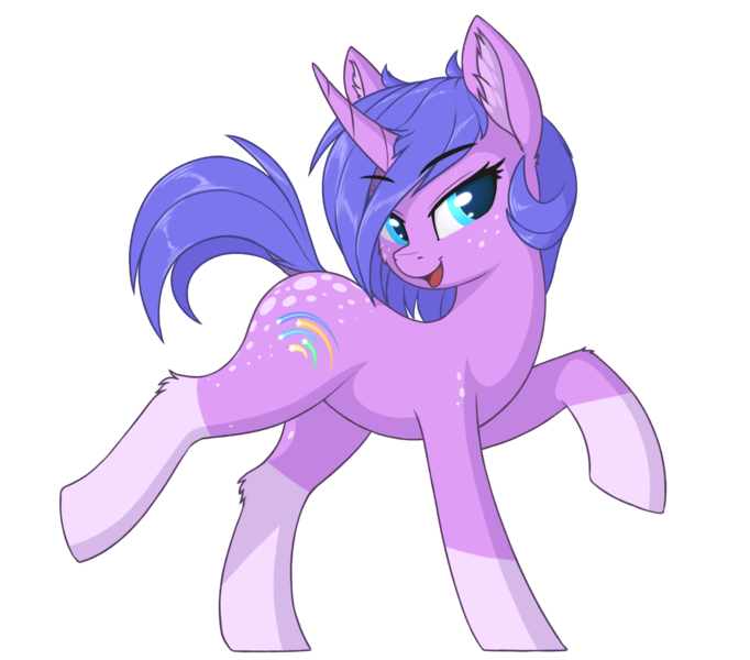 Size: 2500x2200 | Tagged: safe, artist:shydale, derpibooru import, oc, oc:startrail, unofficial characters only, pony, unicorn, 2020 community collab, derpibooru community collaboration, dappled, ear fluff, female, freckles, image, mare, patreon exclusive, png, raised leg, simple background, socks (coat marking), solo, spots, transparent background