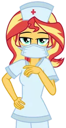 Size: 1024x1973 | Tagged: safe, artist:emeraldblast63, derpibooru import, sunset shimmer, equestria girls, coronavirus, covid-19, face mask, image, mask, nurse, png, vaccination