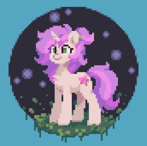 Size: 774x765 | Tagged: safe, artist:orchidpony, derpibooru import, oc, oc:orchid, pony, unicorn, circle background, flower pony, image, pixel art, png, solo