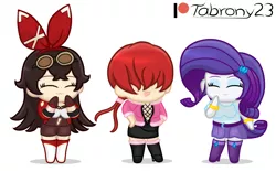 Size: 1226x759 | Tagged: safe, artist:tabrony23, derpibooru import, rarity, human, amber (genshin impact), beautiful, boots, chibi, clothes, cute, eyes closed, female, genshin impact, image, king of fighters, patreon, patreon logo, png, shermie, shoes, smiling