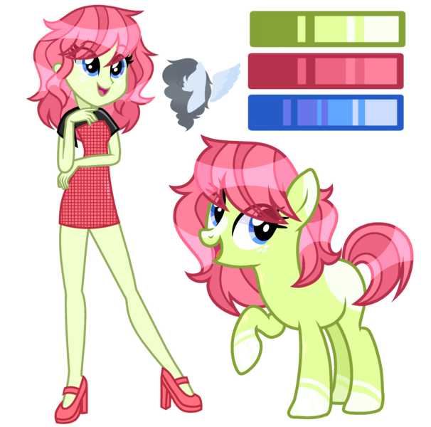 Size: 2150x2130 | Tagged: safe, artist:skyfallfrost, derpibooru import, oc, earth pony, pony, equestria girls, clothes, dress, human ponidox, image, png, reference sheet, self ponidox, simple background, solo, transparent background