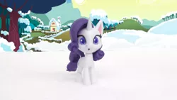 Size: 1920x1080 | Tagged: safe, derpibooru import, screencap, rarity, pony, my little pony: pony life, my little pony: stop motion short, snow pony contest (short), image, png, snow, solo, stop motion