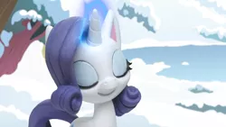 Size: 1920x1080 | Tagged: safe, derpibooru import, screencap, rarity, pony, unicorn, my little pony: pony life, my little pony: stop motion short, snow pony contest (short), cute, eyes closed, g4, image, magic, magic aura, png, smiling, solo, stop motion