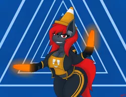 Size: 5000x3832 | Tagged: suggestive, artist:ryanthecone, derpibooru import, oc, oc:ryanthecone, unofficial characters only, earth pony, baton, image, looking at camera, png, rule 63, solo, traffic cone