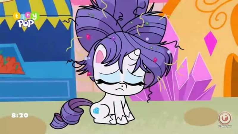 Size: 960x540 | Tagged: safe, derpibooru import, screencap, rarity, pony, unicorn, my little pony: pony life, spoiler:pony life s02e17, alternate hairstyle, eyes closed, female, image, jpeg, sad, sitting, solo, what goes updo