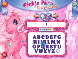 Size: 1438x1080 | Tagged: safe, derpibooru import, pinkie pie (g3), starsong, earth pony, pegasus, pony, arrow, g3, game, image, letter, pinkie pie's party parade, png, your name