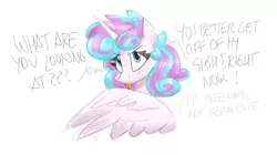 Size: 2012x1123 | Tagged: safe, artist:flutterthrash, derpibooru import, princess flurry heart, alicorn, blushing, female, grooming, image, older, older flurry heart, png, preening, solo, text, tongue out