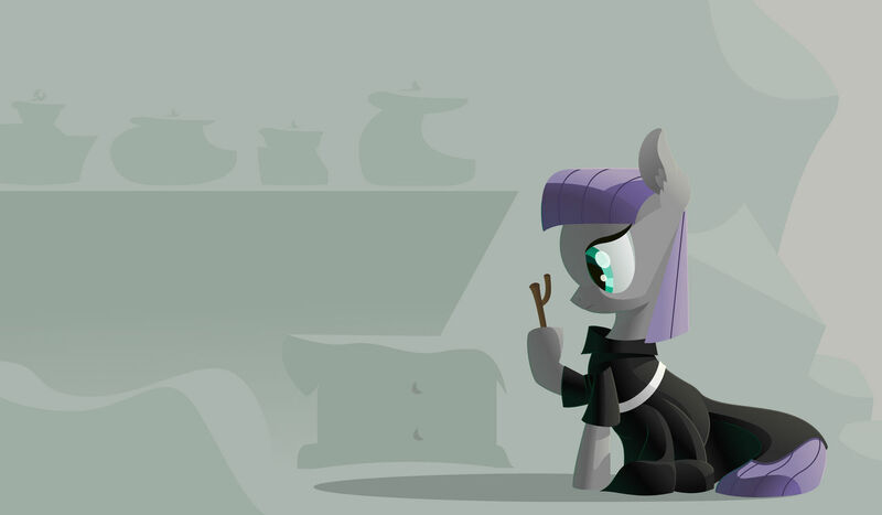 Size: 1280x747 | Tagged: safe, artist:rdt727, derpibooru import, maud pie, twiggy (pet), earth pony, pony, alternate clothes, image, jpeg, mourning, solo