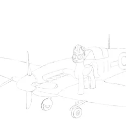 Size: 1500x1500 | Tagged: safe, artist:shoophoerse, derpibooru import, oc, oc:seafire, pegasus, pony, equestria at war mod, image, landing gear, not spitfire, plane, png, propeller, propeller plane, simple background, sketch, solo, supermarine seafire, supermarine spitfire, white background